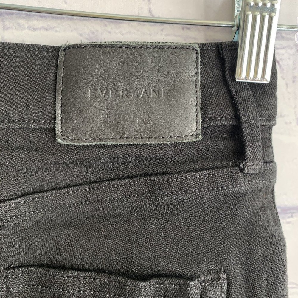 Everlane High Rise Slim Straight Cigarette Button Fly Black Denim Jeans 25R - Picture 8 of 12